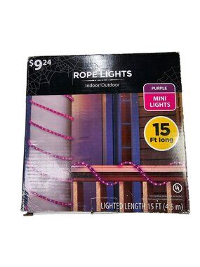 Purple Rope Lights 15ft NEW Indoor/Outdoor Halloween Decorative Lighting Walmart
